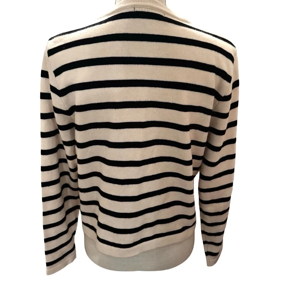 Striped Knit Cardigan with Gold Buttons - Apricot and Black - Picture 5 of 12